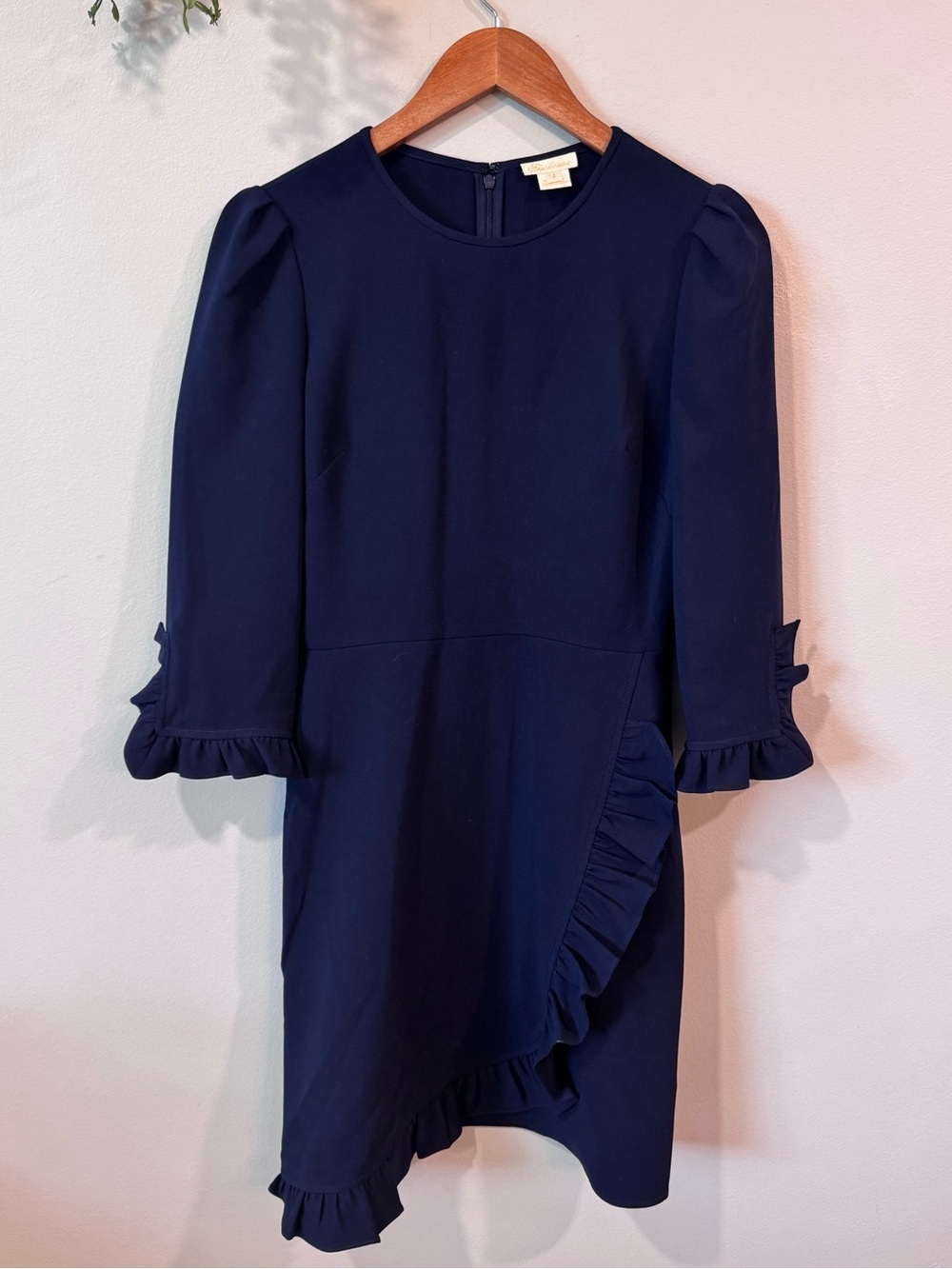 Shoshanna Navy Mariana Ruffle-Trim Dress Size 4